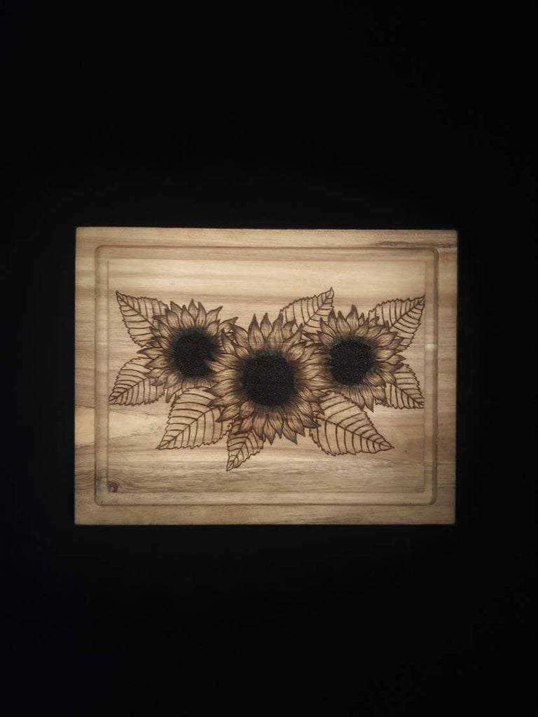 Sunflower Cutting Board, Acacia Wood