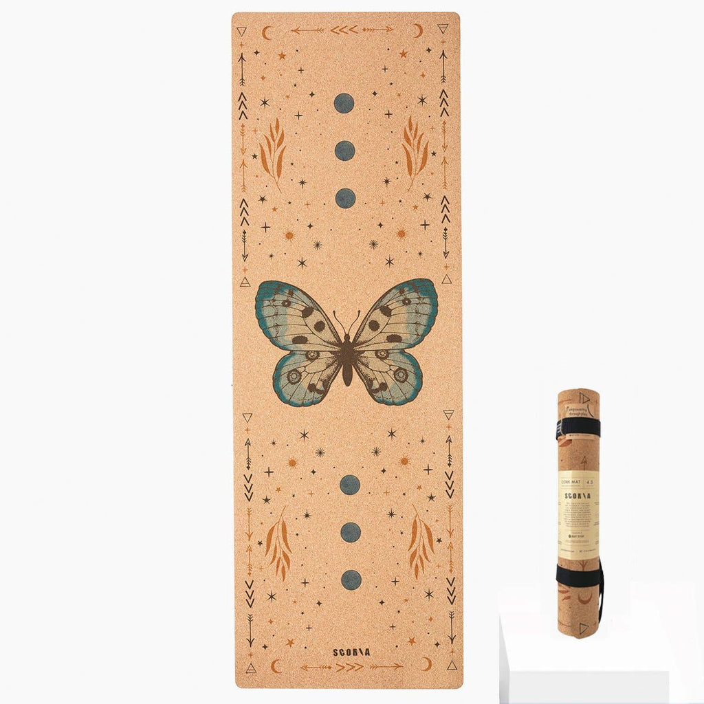 Butterfly Cork Yoga Mat by Scoria (4.5mm)