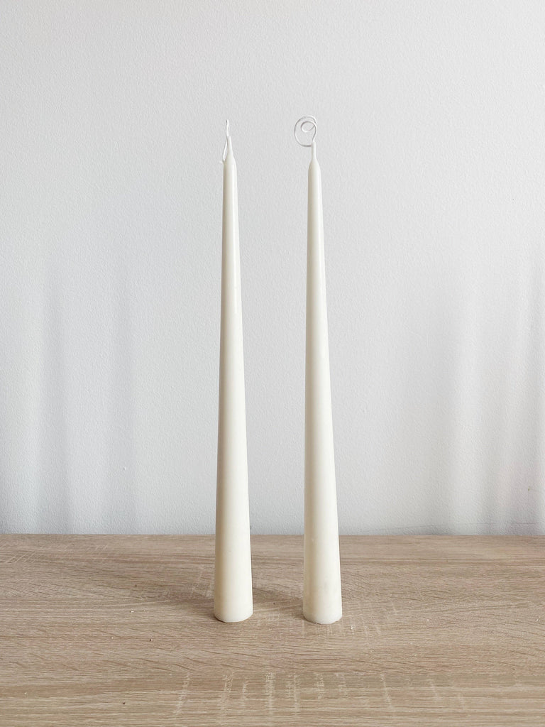 White Tall Candlesticks - Tapered, Vegan, Soy