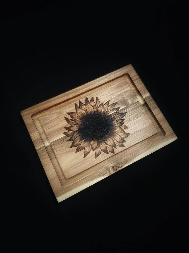 Sunflower Cutting Board, Small, Acacia Wood