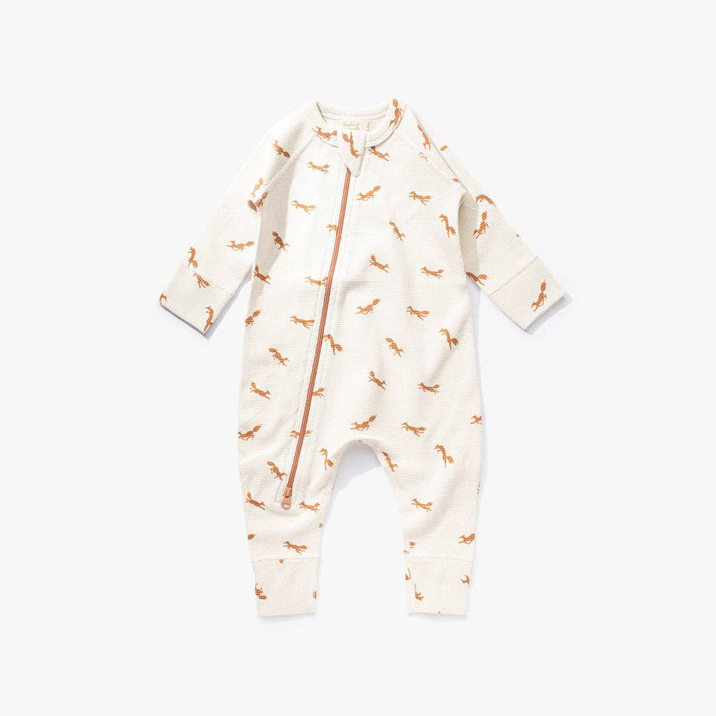 Fox Waffle Zip Romper