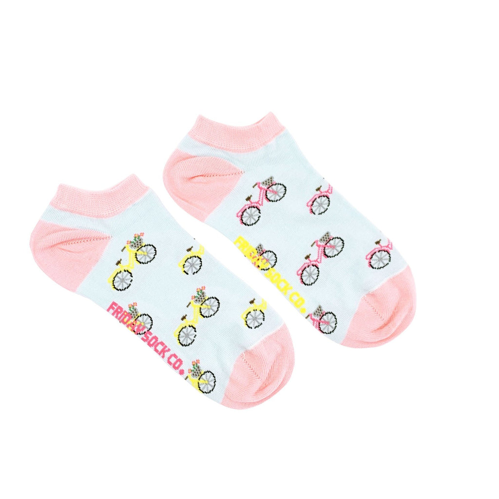 Women's Pink & Yellow Bicycle Ankle Socks