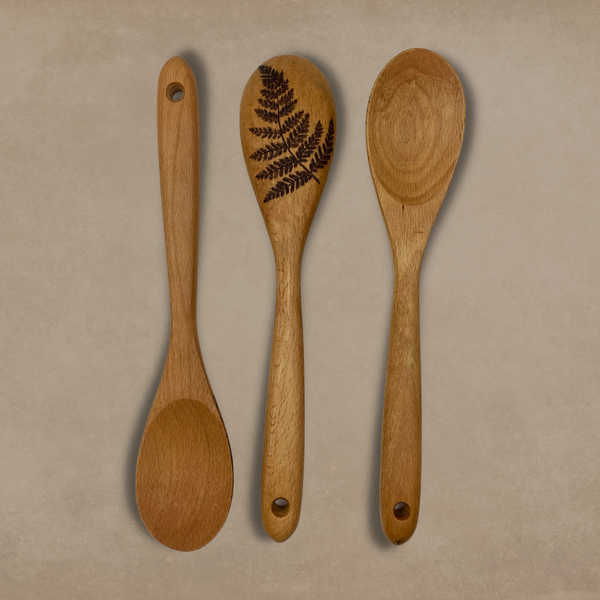 Fern Wooden Spoon, Plant Decor, Baking Utensils, Serveware