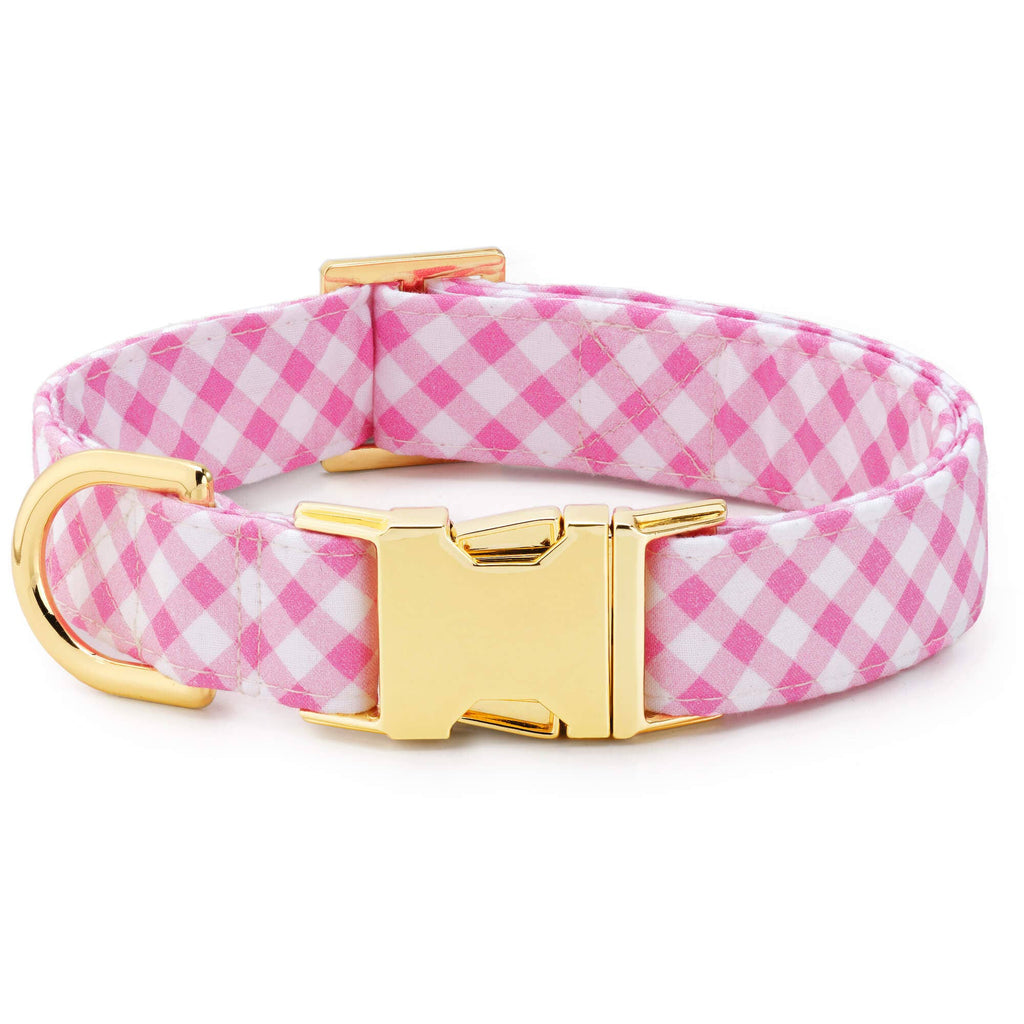 Hot Pink Gingham Dog Collar