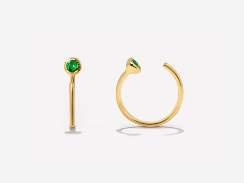 Open Emerald Gold Hoop Earrings