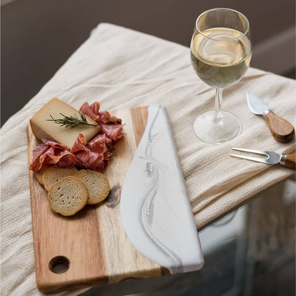 Small Acacia Cheese Board: Marble