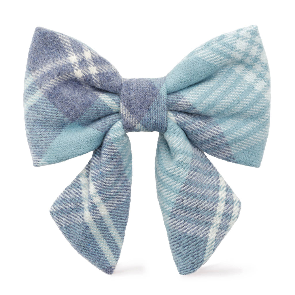 Blue Frost Plaid Flannel Holiday Lady Dog Bow